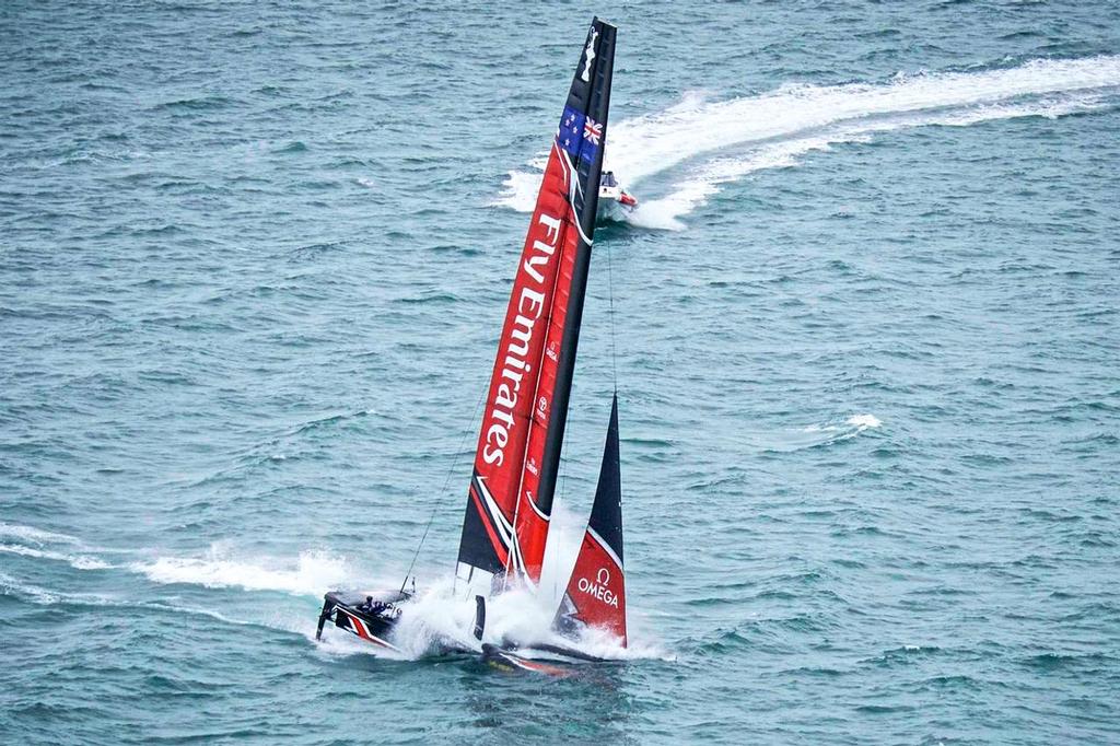 Emirates Team NZ cop a stuffing while testing in Auckland © Emirates Team New Zealand http://www.etnzblog.com